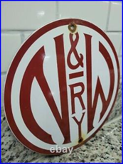 Vintage Norfolk Western Railway Porcelain Sign N&w Ry Train Rail Gas Station Oil