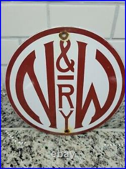 Vintage Norfolk Western Railway Porcelain Sign N&w Ry Train Rail Gas Station Oil