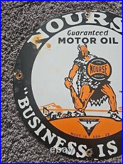 Vintage Nourse Oils Motor Oil Porcelain Gas Station Pump Sign