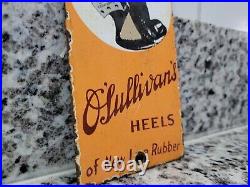 Vintage O'sullivans Porcelain Sign Rubber Shoe Heel Footwear Factory Advertising