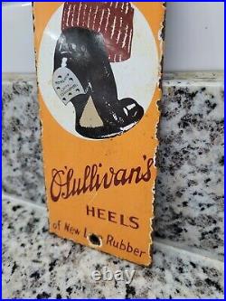 Vintage O'sullivans Porcelain Sign Rubber Shoe Heel Footwear Factory Advertising