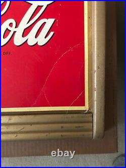 Vintage ORIGINAL 1941 Large Coca-Cola Coke Cardboard Sign in Original Wood Frame