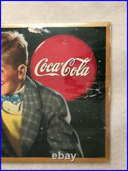 Vintage ORIGINAL 1944 Large Coca Cola Coke Cardboard Sign Coke Belongs, VG/VG+