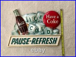 Vintage, ORIGINAL, 1963, Coca-Cola, Coke, Plastic, Embossed Sign, Excellent Cond