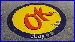 Vintage Ok Chevrolet Porcelain Metal Gas Oil Sign Ad 24'' Dealership Sales Rare