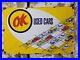 Vintage-Ok-Used-Cars-Porcelain-Sign-30-Old-Car-Dealership-Gas-Truck-Auto-Sales-01-nwr