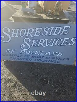 Vintage Old 1960 Boat Dealership Advertising Sign Rockland Maine Rare