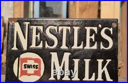 Vintage Old Antique Rare Nestle's Milk Porcelain Enamel Sign Board Collectible