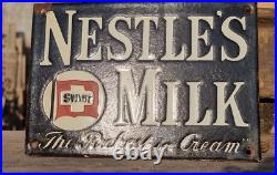 Vintage Old Antique Rare Nestle's Milk Porcelain Enamel Sign Board Collectible