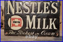 Vintage Old Antique Rare Nestle's Milk Porcelain Enamel Sign Board Collectible