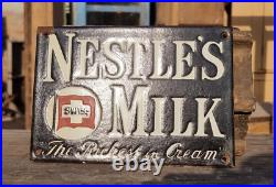 Vintage Old Antique Rare Nestle's Milk Porcelain Enamel Sign Board Collectible