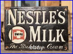 Vintage Old Antique Rare Nestle's Milk Porcelain Enamel Sign Board Collectible