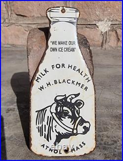Vintage Old Antique Rare W. H. Blackmer Milk Bottle Porcelain Enamel Sign Board