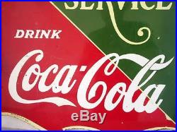 Vintage Old Coca Cola Fountain Service Double Side Ad Porcelain Enamel Signboard