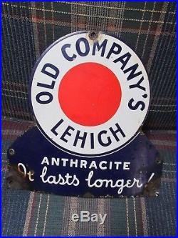 Vintage Old Company Lehigh Coal Sign Porcelain 1930s
