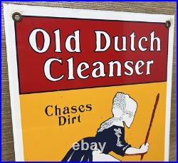 Vintage Old Dutch Cleanser Porcelain Sign Gas Oil Clogs Netherlands Cleaning