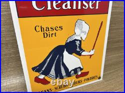 Vintage Old Dutch Cleanser Porcelain Sign Gas Oil Clogs Netherlands Cleaning