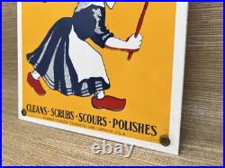 Vintage Old Dutch Cleanser Porcelain Sign Gas Oil Clogs Netherlands Cleaning