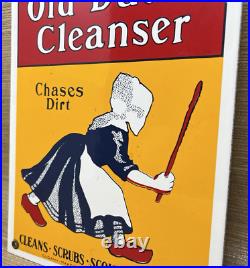 Vintage Old Dutch Cleanser Porcelain Sign Gas Oil Clogs Netherlands Cleaning