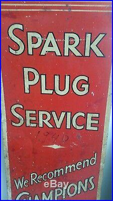 Vintage Old Heavy Tin Champion Spark Plug Sign