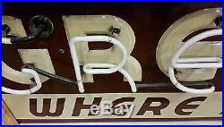Vintage, Old Neon Sign Porcelain Embossed Letters Double Sided
