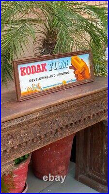 Vintage Old Original Kodak Film Advertising Paper Print Sign Board Framed