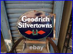 Vintage Old Original Porcelain Enamel Sign Goodrich Silvertowns Tyre Flange 1930