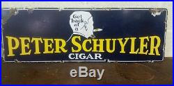 Vintage Old Porcelain Peter Schuyler Cigar Sign