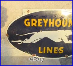 Vintage Old Rare Collectible Greyhound Lines Ad Big Porcelain Enamel Sign Board