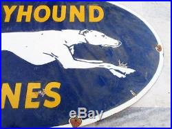 Vintage Old Rare Collectible Greyhound Lines Ad Big Porcelain Enamel Sign Board