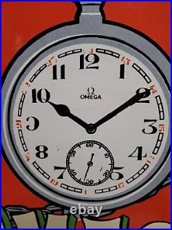 Vintage Omega Porcelain Sign 30 Swiss Watch Dealer Jeweler Repair Sales Time