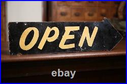 Vintage Open Arrow Sign General Store Gas Station Shop Double sided painted