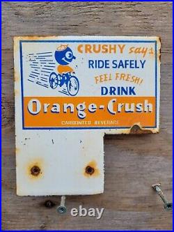 Vintage Orange Crush Porcelain Sign Soda Tag Topper Gas Oil Beverage Advertising