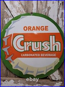 Vintage Orange Crush Sign Old 30 Soda Porcelain Sign Cola Beverage Advertising