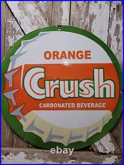 Vintage Orange Crush Sign Old 30 Soda Porcelain Sign Cola Beverage Advertising