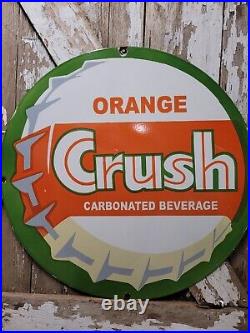 Vintage Orange Crush Sign Old 30 Soda Porcelain Sign Cola Beverage Advertising