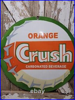 Vintage Orange Crush Sign Old 30 Soda Porcelain Sign Cola Beverage Advertising