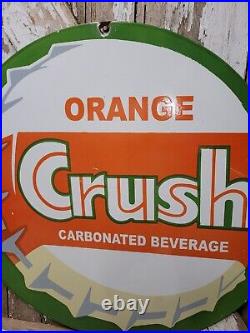 Vintage Orange Crush Sign Old 30 Soda Porcelain Sign Cola Beverage Advertising