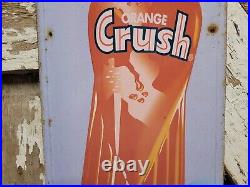 Vintage Orange Crush Sign Old Embossed Metal Soda Beverage Cola Advertising 27