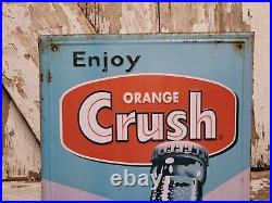 Vintage Orange Crush Sign Old Embossed Metal Soda Beverage Cola Advertising 27