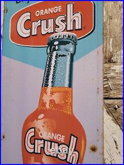 Vintage Orange Crush Sign Old Embossed Metal Soda Beverage Cola Advertising 27