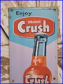 Vintage Orange Crush Sign Old Embossed Metal Soda Beverage Cola Advertising 27