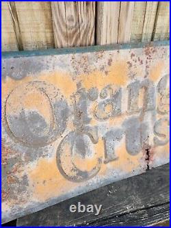 Vintage Orange Crush Soda Pop Thin Metal Sign Lots Of Patina