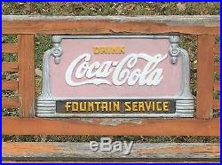 Vintage Orig. Coca Cola Advertising Park Bench Cast Iron Fountain Service Sign