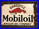 Vintage-Orig-Mobiloil-Gargoyle-Double-Sided-Porcelain-Flange-Sign-25-75-x-15-5-01-lb