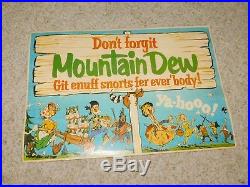 Vintage Origiinal 1960-70s Mountain Dew Store Advertising Git Enuff Snorts