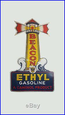 Vintage Original 1 SIDED Beacon Ethyl Gasolin Porcelain Sign 30X48