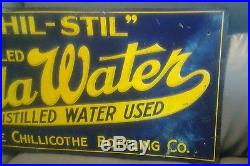 Vintage Original 1900's Chil-Stil Soda Water Embossed Tin Metal Soda SignRARE
