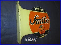 Vintage/Original 1930s SMILE Metal Soda Flange Sign VERY COOL! MUST SEEWOWLQQK