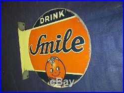 Vintage/Original 1930s SMILE Metal Soda Flange Sign VERY COOL! MUST SEEWOWLQQK
